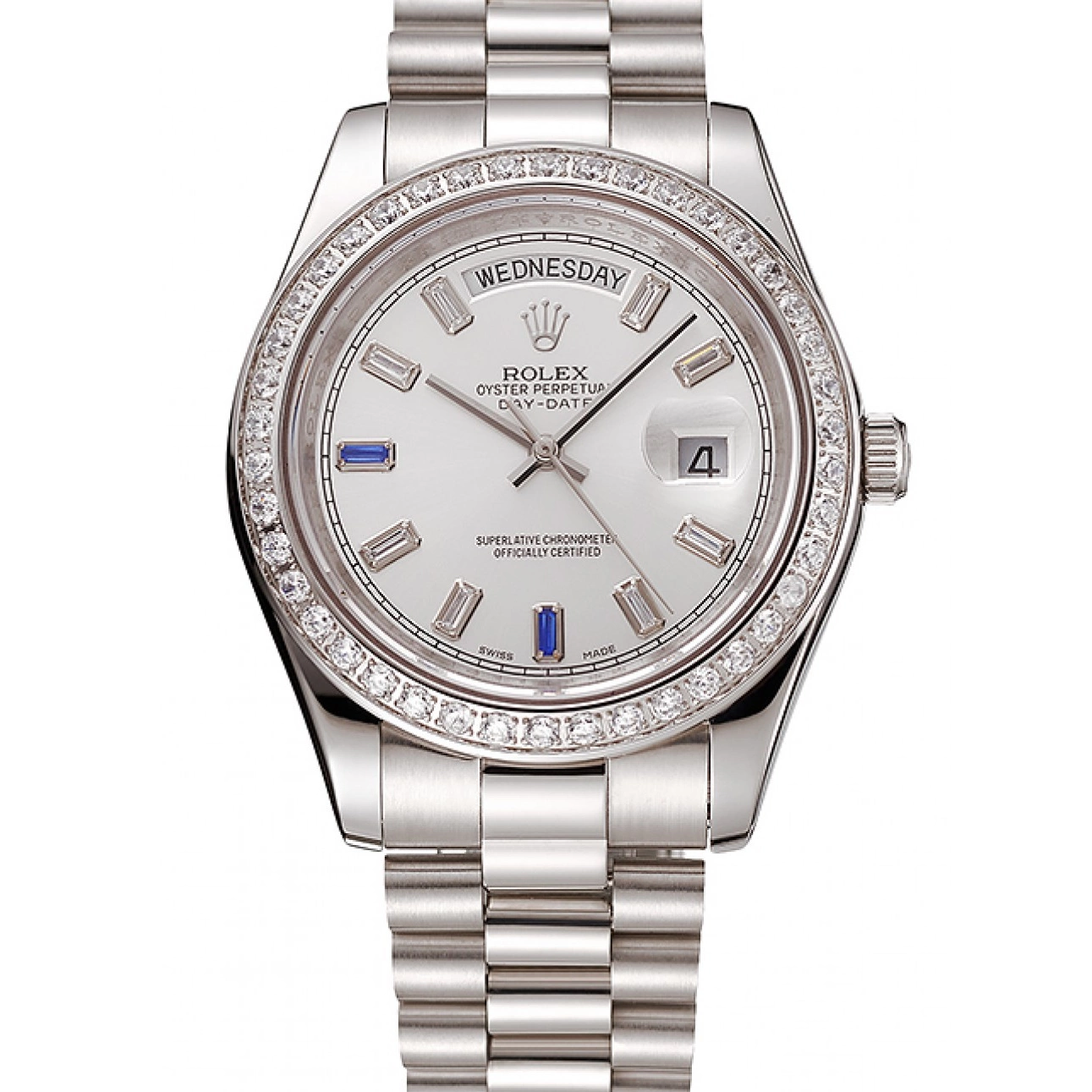 Aaa fake watches Staineless Steel Diamonds 1454109 Rolex Day-Date Bracelet Bezel Swiss 0714